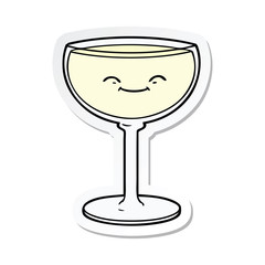sticker of a cartoon glass of wine