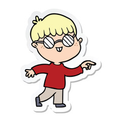 sticker of a cartoon boy wearing spectacles