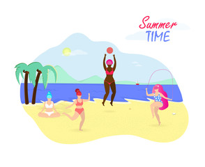 Fototapeta na wymiar Summer Time Activity on Beach. Body Positive. Icon