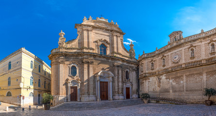 Cathedral Maria Santissima della Madia (Basilica Cattedrale Maria Santissima della Madia) in old town Monopoli, Puglia, Italy . Region of Apulia