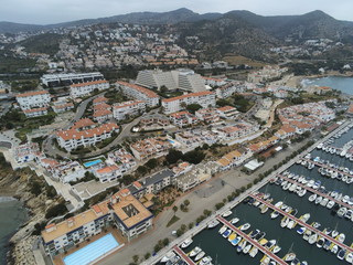 Fototapeta na wymiar Sitges by Drone. Aiguadolc harbor. Barcelona. Spain. Aerial photo