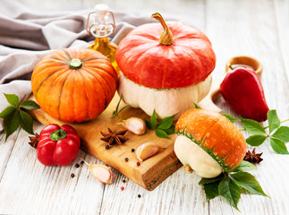 Autumn arrangement of pumpkins