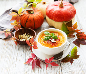 Bowl of pumpkin soup