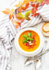 Bowl of pumpkin soup
