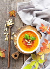 Bowl of pumpkin soup