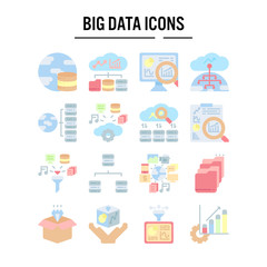 Big data icon in flat design for web design , infographic , presentation , mobile application - Vector illustration.