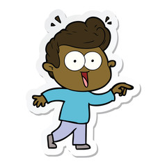 Obraz premium sticker of a cartoon excited man