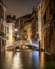 Fototapeta na wymiar Italy beauty, typical bridge over canal street in Venice, Venezia
