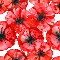 Wall murals Poppies Watercolor hand drawn wild poppies seamless pattern