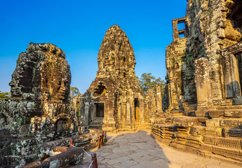 Sanctuary and face towers of Bayon temple in Angkor Thom. Cambodia