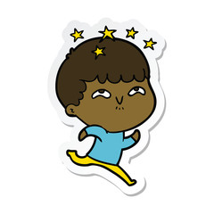 sticker of a cartoon amazed boy