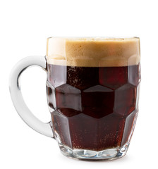 Glass of dark beer close - up on a white. Isolated.