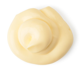 Mayonnaise sauce on a white. The form of the top.