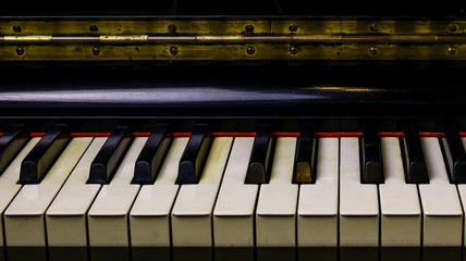 Fototapeta na wymiar Black and White keys of an antique piano in perspective