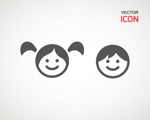 girl and boy icon on white background. child symbol . Kids icons , children vector illustration.
