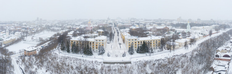 the city of Kirov and the high bank of the river Vyatka and the Alexander Grin Embankment and the...