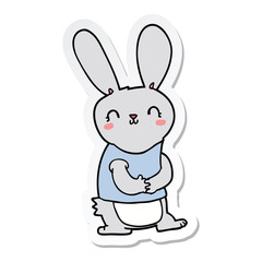 sticker of a cute cartoon rabbit