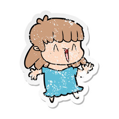 distressed sticker of a cartoon woman