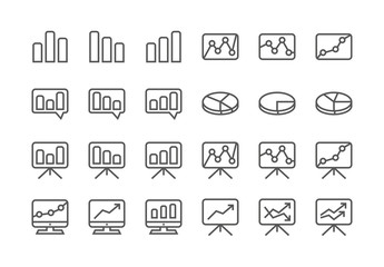 Set of Vector Icons — Charts (including: bar chart, pie chart, graph, arrows, etc). Editable Stroke, 48x48. Pixel Perfect Icons.