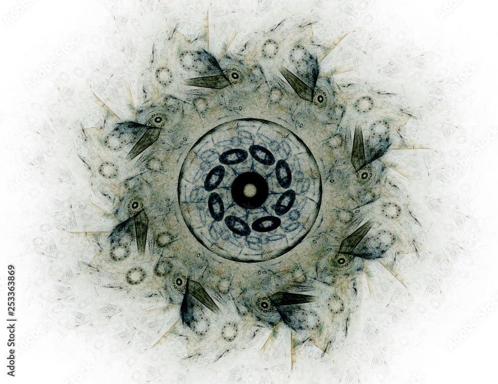 Poster lacy colorful clockwork pattern. digital fractal art design. abstract design of sacred symbols signs