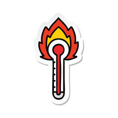 sticker of a cute cartoon hot glass thermometer