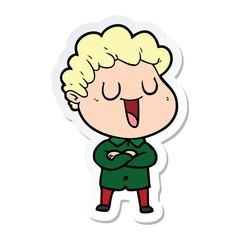 sticker of a laughing cartoon man