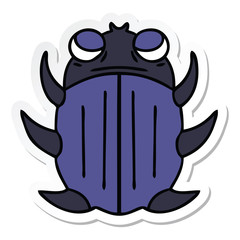 sticker of a quirky hand drawn cartoon beetle