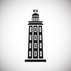 Lighthouse  icon on background for graphic and web design. Simple vector sign. Internet concept symbol for website button or mobile app.