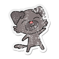 distressed sticker of a cartoon dog