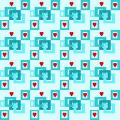 Pattern astratto con quadri e cuori
