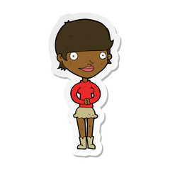 sticker of a cartoon friendly woman