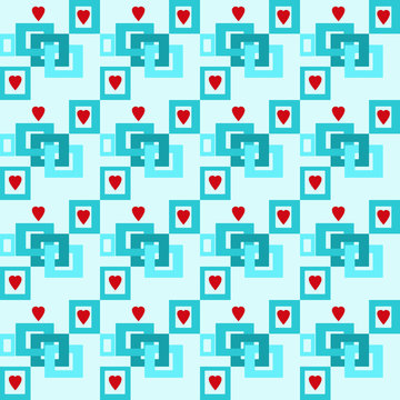 Pattern astratto con quadri e cuori