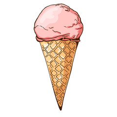 Color sketch of ice cream. Ice cream isolated on white background.