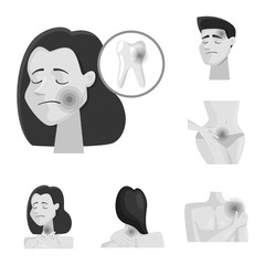 Isolated object of suffering and injury icon. Set of suffering and damage stock symbol for web.