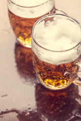 Beer on the bar.