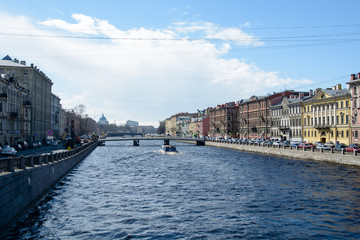 Obraz premium View of buildings, streets, bridges, rivers and canals of St. Petersburg, Russia.