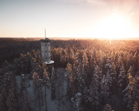 Aulanko tower sunset forest