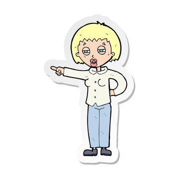 Sticker Of A Cartoon Woman Telling Off