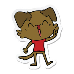 sticker of a happy little dog cartoon