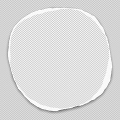 Round paper with torn edges in center of squared background. Vector illustration