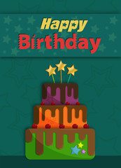 happy birthday and birthday cake