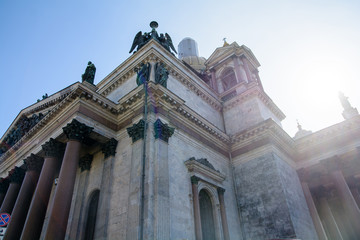 View of buildings, streets, bridges, rivers and canals of St. Petersburg, Russia.