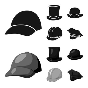 Vector design of clothing and cap sign. Collection of clothing and beret stock vector illustration.