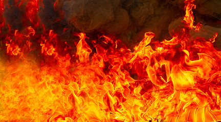 Fire flames burning red hot sparks