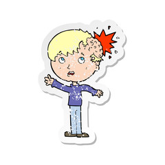 retro distressed sticker of a cartoon injured head