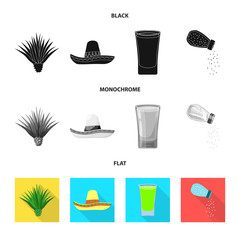 Vector illustration of cafe and Latin logo. Set of cafe and national vector icon for stock.