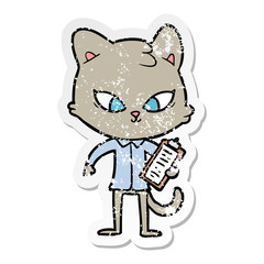 distressed sticker of a cute cartoon cat