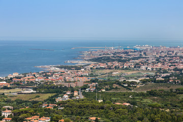 Aerial View of the city of Livorno in Tuscany, Italy