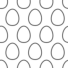 Cute flat line egg pattern with linear eggs. Sweet vector black and white egg pattern. Seamless monochrome simple egg pattern for textile, wallpapers, wrapping paper, cards and web backgrounds.