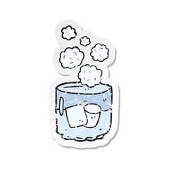 retro distressed sticker of a cartoon vodka and ice